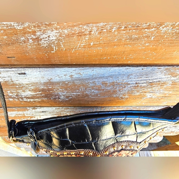 Vintage RARE 1980'S Textured Faux Leather Quilted Patch Leopard Crossbody Purse - Picture 10 of 16